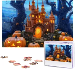 son x 19.7", White 1000 Piece Puzzle - Halloween Castle Pumpkin Puzzles for Adults Challenging Jigsaw Puzzle Personalized Picture Puzzle Wooden Jigsaw Puzzles 29.5" 