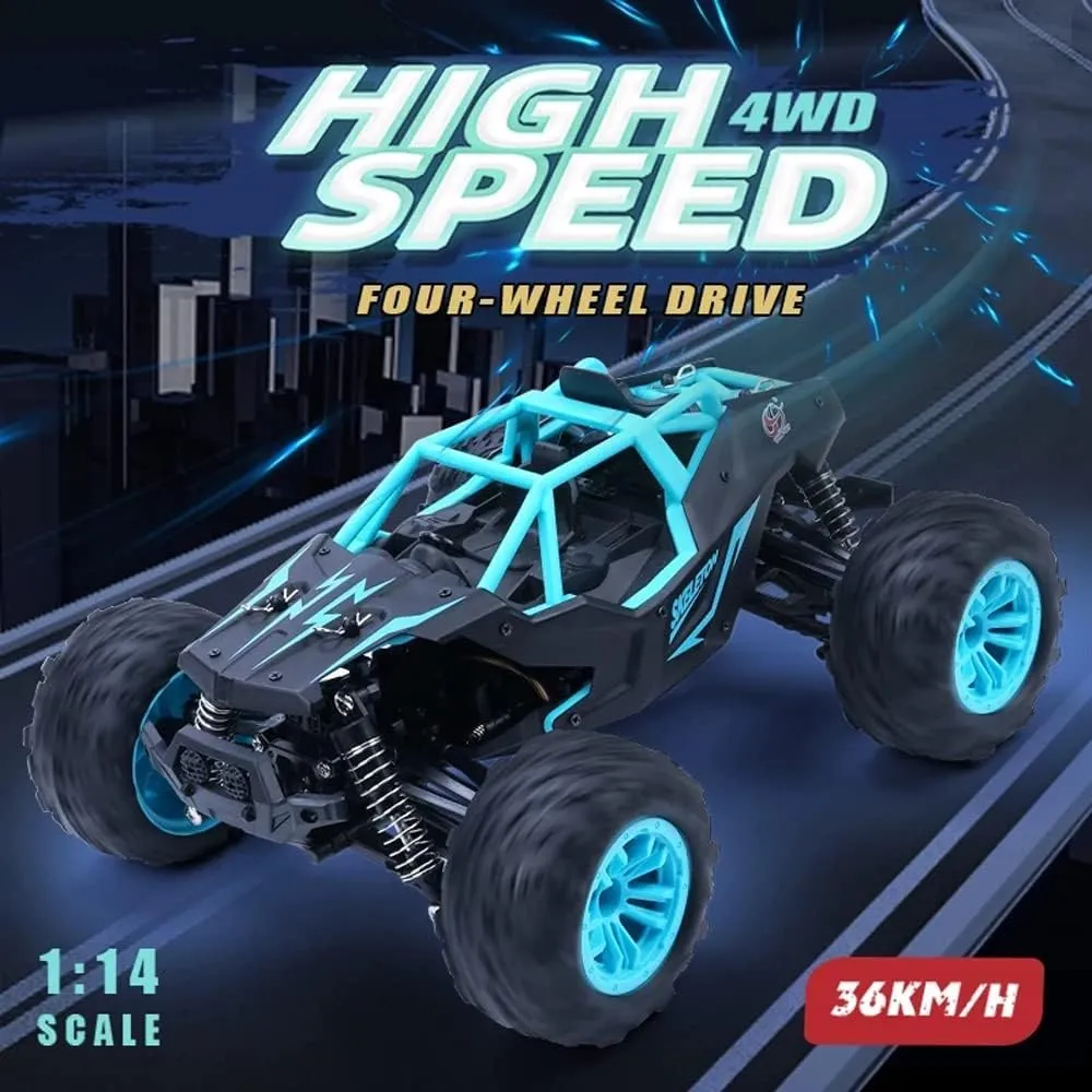 Speed 4WD Racing Monster Vehicle Remote Control Truck, 2.4GHz Waterproof Off-Road Toys RC Cars modification furnace for Boys Teens Kids Adults RC Cars Remote Control Car, 1:14 High 