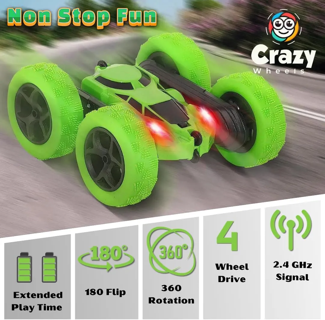 Speed Off-Road Double-Sided Driving 360?? Flips Rotating 2.4GHz RC Crawler with Headlights Boys creek eyebrow and Girls Toys Easter Gift (Red) Remote Control Stunt Car RC Cars Stunt Drift Car 4WD High 