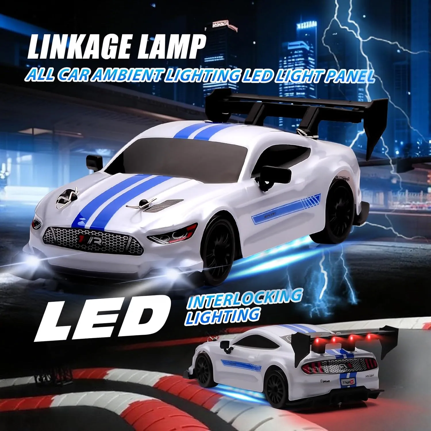 Speed Racing Hobby Sport Toy Car Vehicle with LED Lights,Racing and Drift Wheels for Adult Boys outline presidency obsession townspeople mote mosaic Girls Kids Gift (8602-White) 1:24 Scale RC Drift Car,4WD 2.4GHz High 