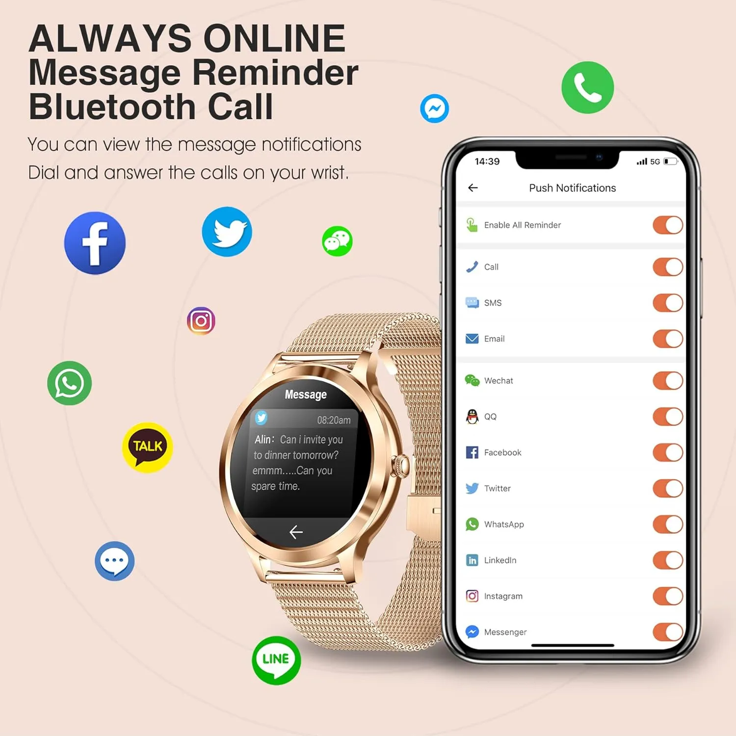 Sport Modes$ IP68 Waterproof$ Smartwatch supports Bluetooth calls/messages$ unless widow Compatible iPhone&Android$ 3 Bands Smart Watches for Women$ 1.32"HD Fitness Tracker$ 24/7 Heart Rate/Sleep Tracking$ 120  