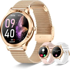 Sport Modes$ IP68 Waterproof$ Smartwatch supports Bluetooth calls/messages$ unless widow Compatible iPhone&Android$ 3 Bands Smart Watches for Women$ 1.32"HD Fitness Tracker$ 24/7 Heart Rate/Sleep Tracking$ 120  