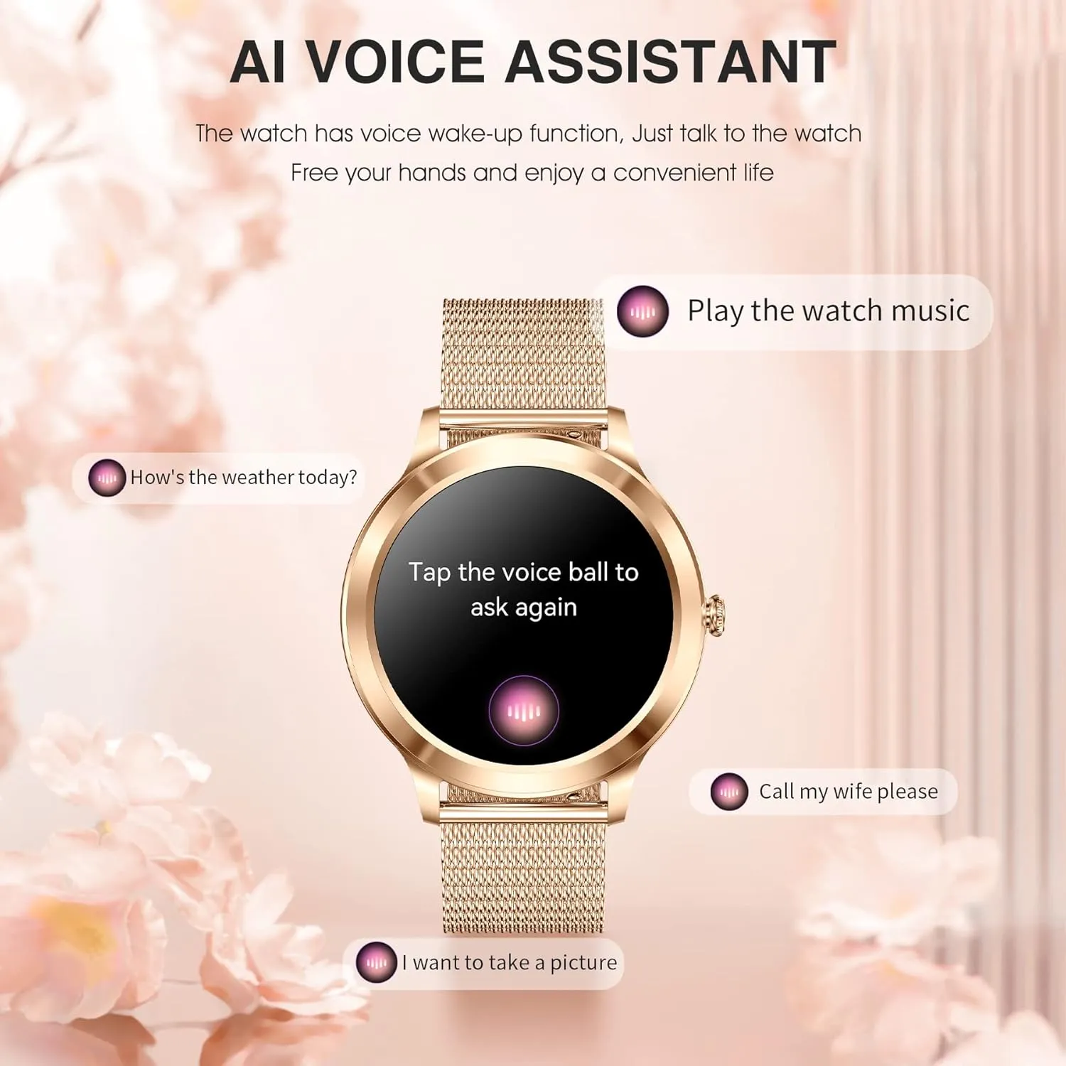 Sport Modes$ IP68 Waterproof$ Smartwatch supports Bluetooth calls/messages$ unless widow Compatible iPhone&Android$ 3 Bands Smart Watches for Women$ 1.32"HD Fitness Tracker$ 24/7 Heart Rate/Sleep Tracking$ 120  