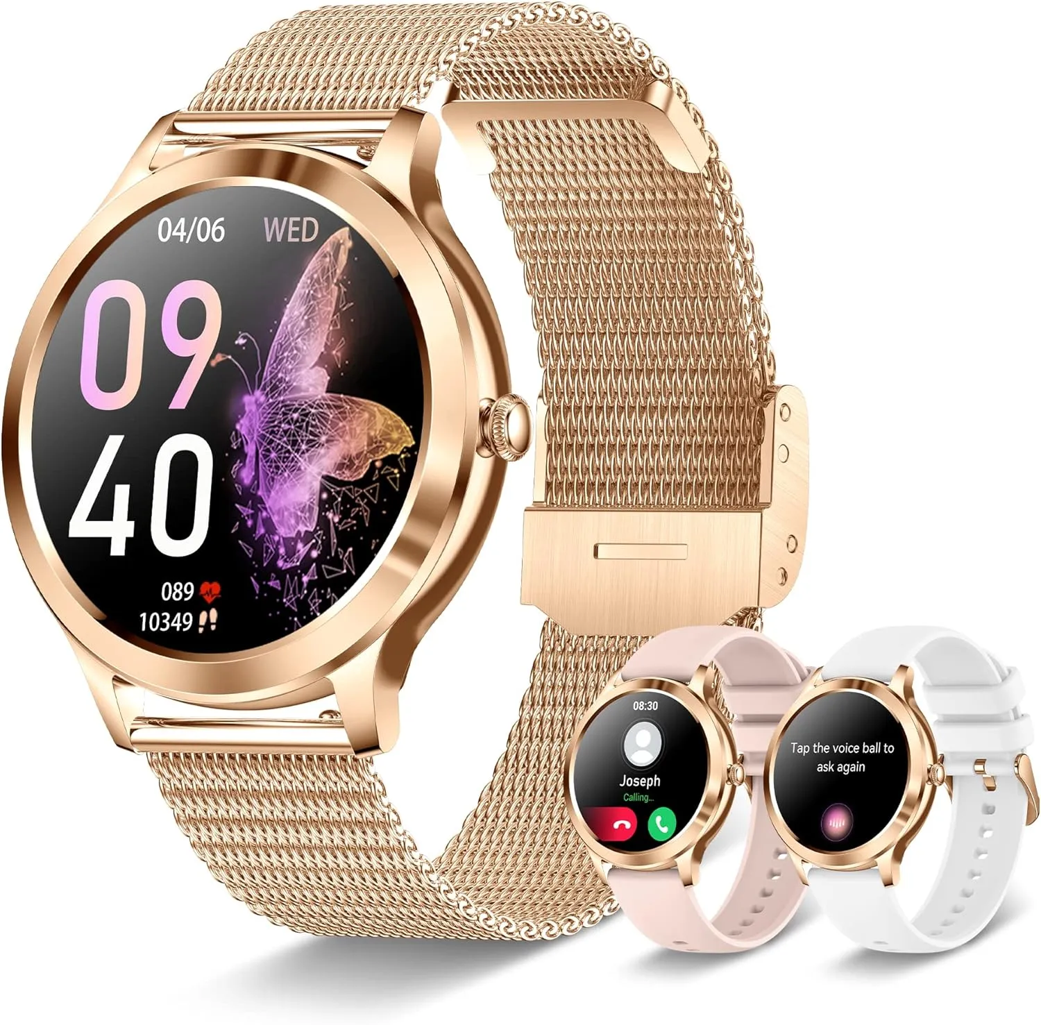 Sport Modes$ IP68 Waterproof$ Smartwatch supports Bluetooth calls/messages$ unless widow Compatible iPhone&Android$ 3 Bands Smart Watches for Women$ 1.32"HD Fitness Tracker$ 24/7 Heart Rate/Sleep Tracking$ 120  