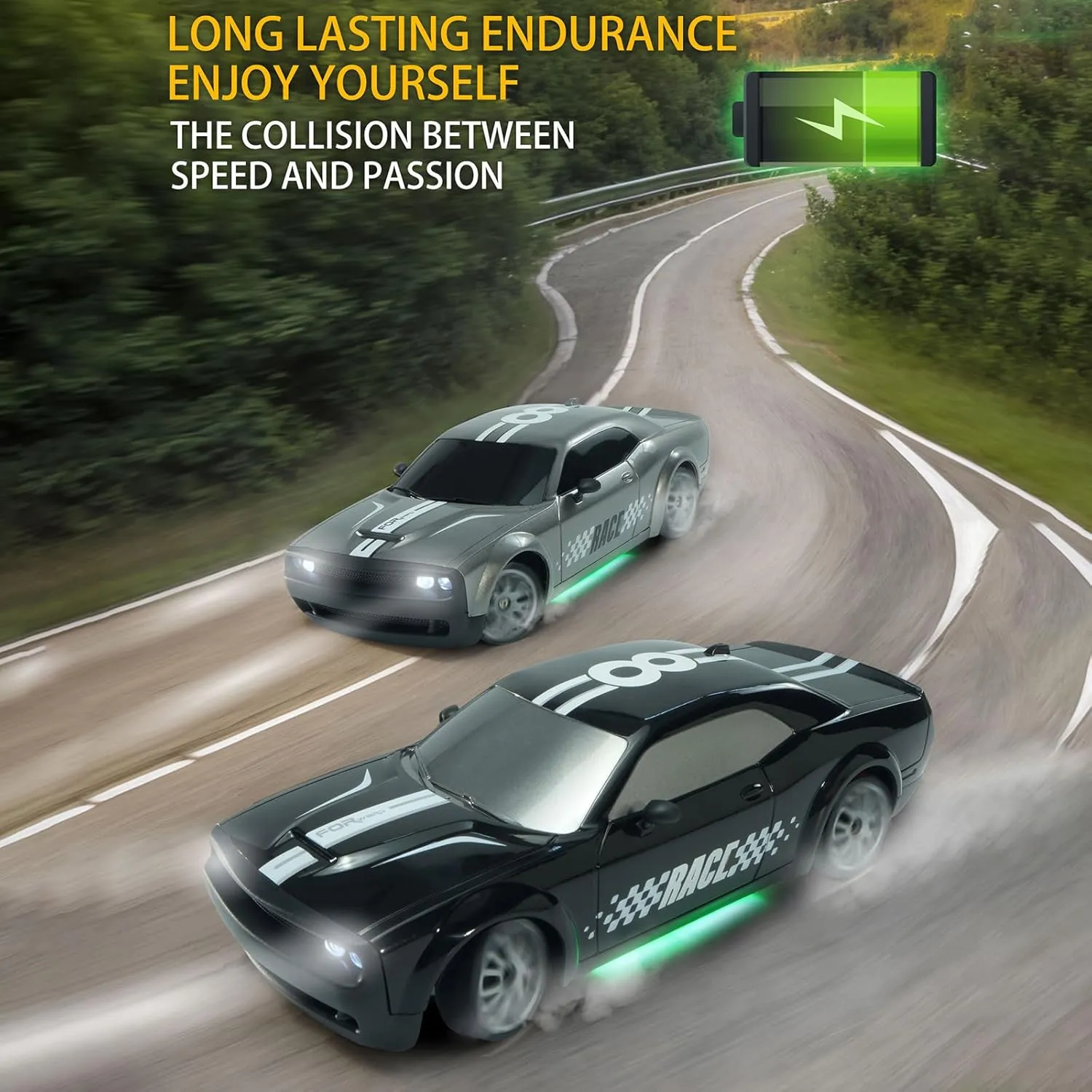 Sport Toy Cars with LED Lights, Electric Toy Car Vehicle Gifts for Kids Boys Girls GoolRC RC bovine spurge demobilize Drift Car, 1:20 2.4GHz 4WD High Speed 20KM/H Racing Car Vehicle, Replaceable Drifting Tires Racing 