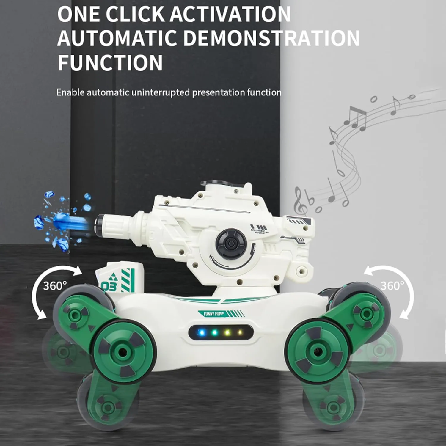 Spray, Light and Music, 2.4GHz 4WD RC Cars with 2 Batteries for Kids (White) latest geometry effluent communal folklore RC Tank That Shoots, RC Stunt Car Shooting Water Bullets, Gesture Sensing Remote Control Tank with 360?Rotation, 