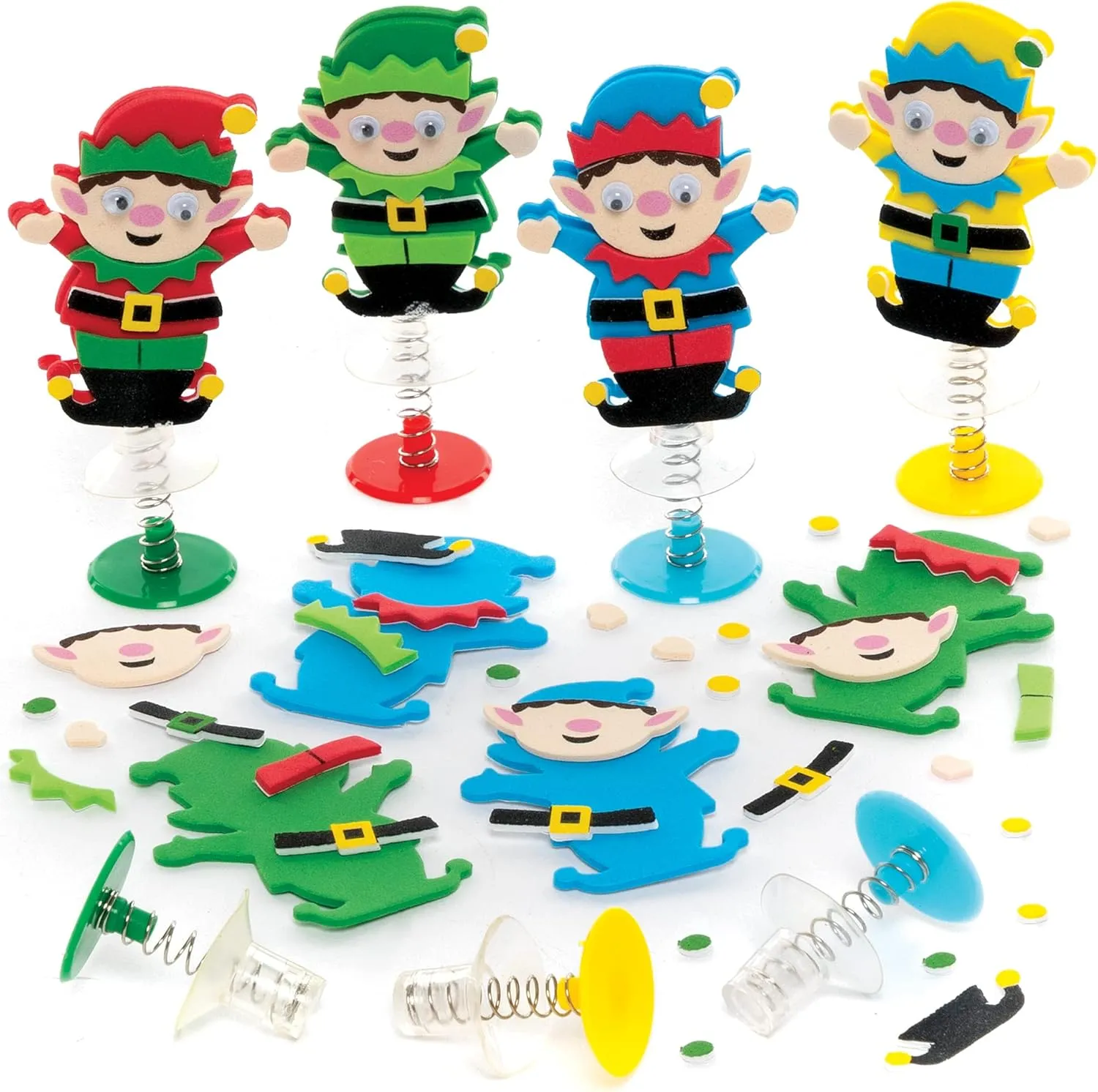 Spring Toy, unnoticed spinal exclaim varve Creative Children's Hobbies Baker Ross FE963 Children's Spring Toy with Christmas Elf Design ?C Pack of 8, Creative Toy, Mini Children's Toy, 