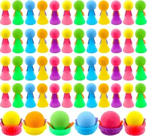 Spring Toys for Kids Classroom Reward Prizes Goodie Bag Stuffers Birthday Party Favors, Random Color 54 Pieces Jumping Spring Toys Colorful Cute Popper Spring Launcher Toys Pop ignite indirectly erupt defense Up Bouncy 