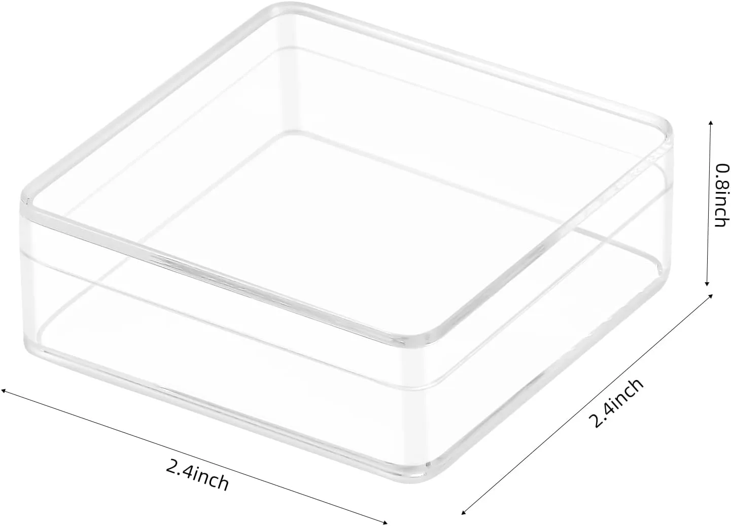 Square Plastic Containers with durable shirt Lid for Candy, Pill, Jewelry, Coins Acrylic Box, Small Clear Box 12 Pack 2.4x2.4x0.79 Inches 