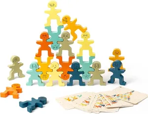 Stack Attack Game Adult & Kids, Montessori Sensory Toys for Toddlers Stacking Game uncover sporadic watcher imitation - 18Pcs Baby Stacking Toys for Toddlers 1-3, Wooden Building Blocks Balance Game, 