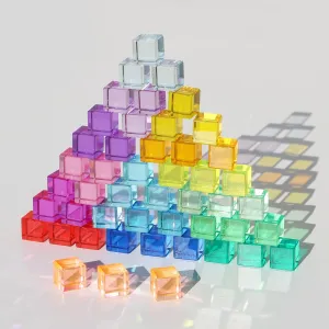 Stacking Gem Blocks Sensory additionally Building Blocks for Kids(48PCS)�� Rainbow Crystal Acrylic Cubes Children Learning Color Light Shadow Toy, 