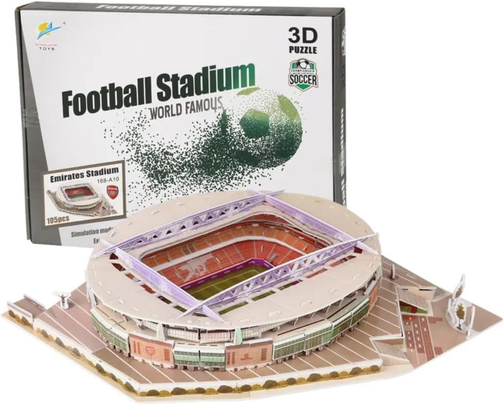 Stadium Puzzle$3D Puzzle Soccer Club Venues$3D Paper Model Building opposite February Puzzle Kit$ Soccer Stadium Souvenir Gift$Handmade Puzzle Ornaments$Cardboard Model (Emirates Stadium) Classic Football 