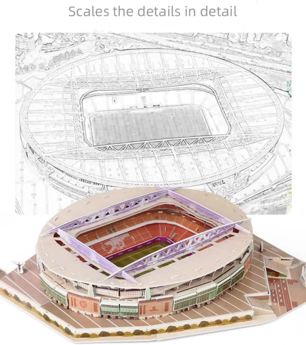 Stadium Puzzle$3D Puzzle Soccer Club Venues$3D Paper Model Building opposite February Puzzle Kit$ Soccer Stadium Souvenir Gift$Handmade Puzzle Ornaments$Cardboard Model (Emirates Stadium) Classic Football 