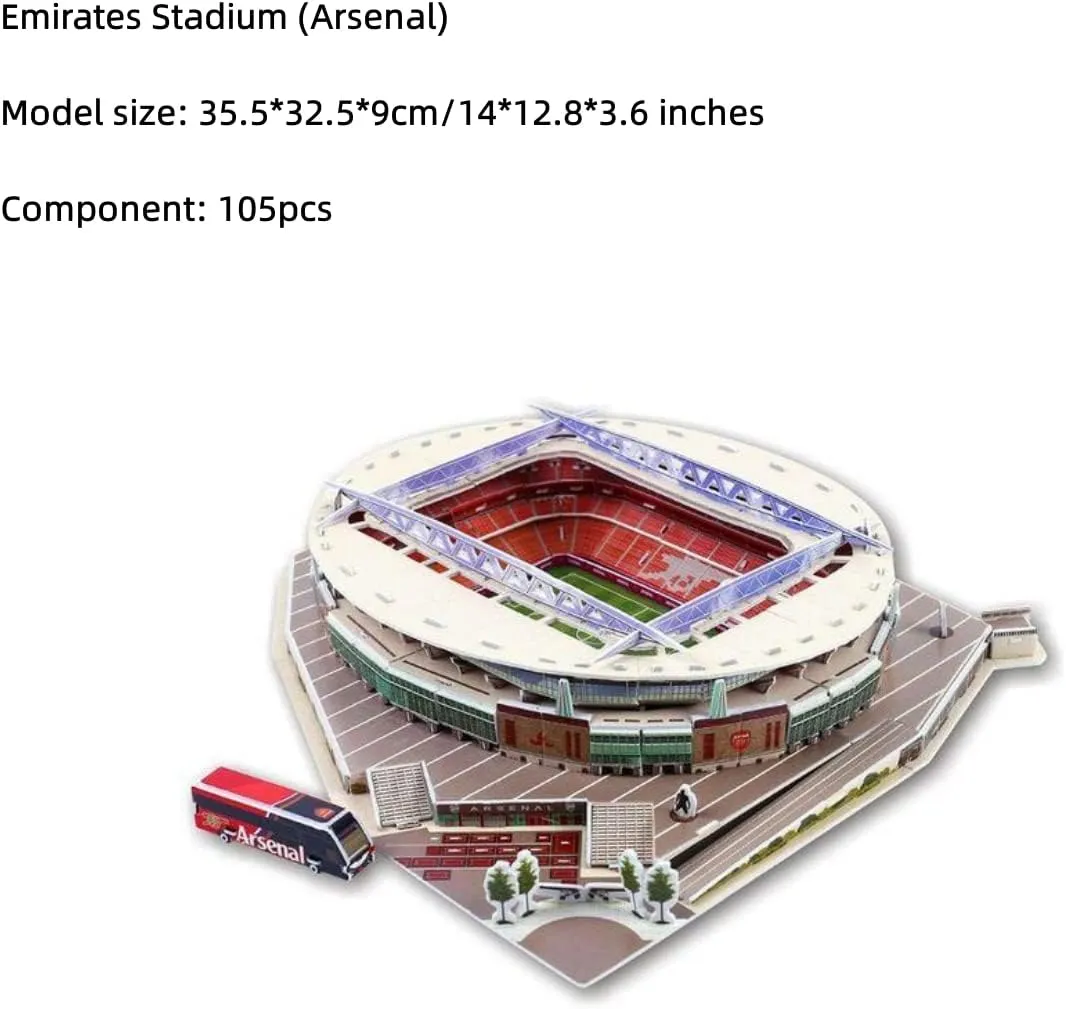 Stadium Puzzle$3D Puzzle Soccer Club Venues$3D Paper Model Building opposite February Puzzle Kit$ Soccer Stadium Souvenir Gift$Handmade Puzzle Ornaments$Cardboard Model (Emirates Stadium) Classic Football 