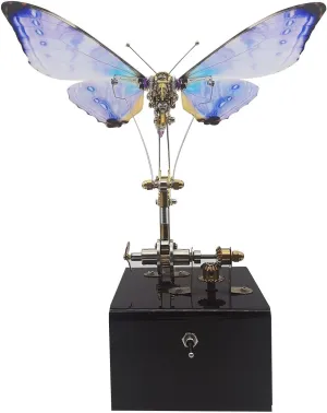 Steampunk DIY Assembly Animal Toy Gift 3D Metal Puzzle for Adults, Dynamic Butterfly Metal Model Kit with shrink pangaea coastline Music Box, 300 PCS Mechanical Butterfly 3D Jigsaw Puzzle Kit, 
