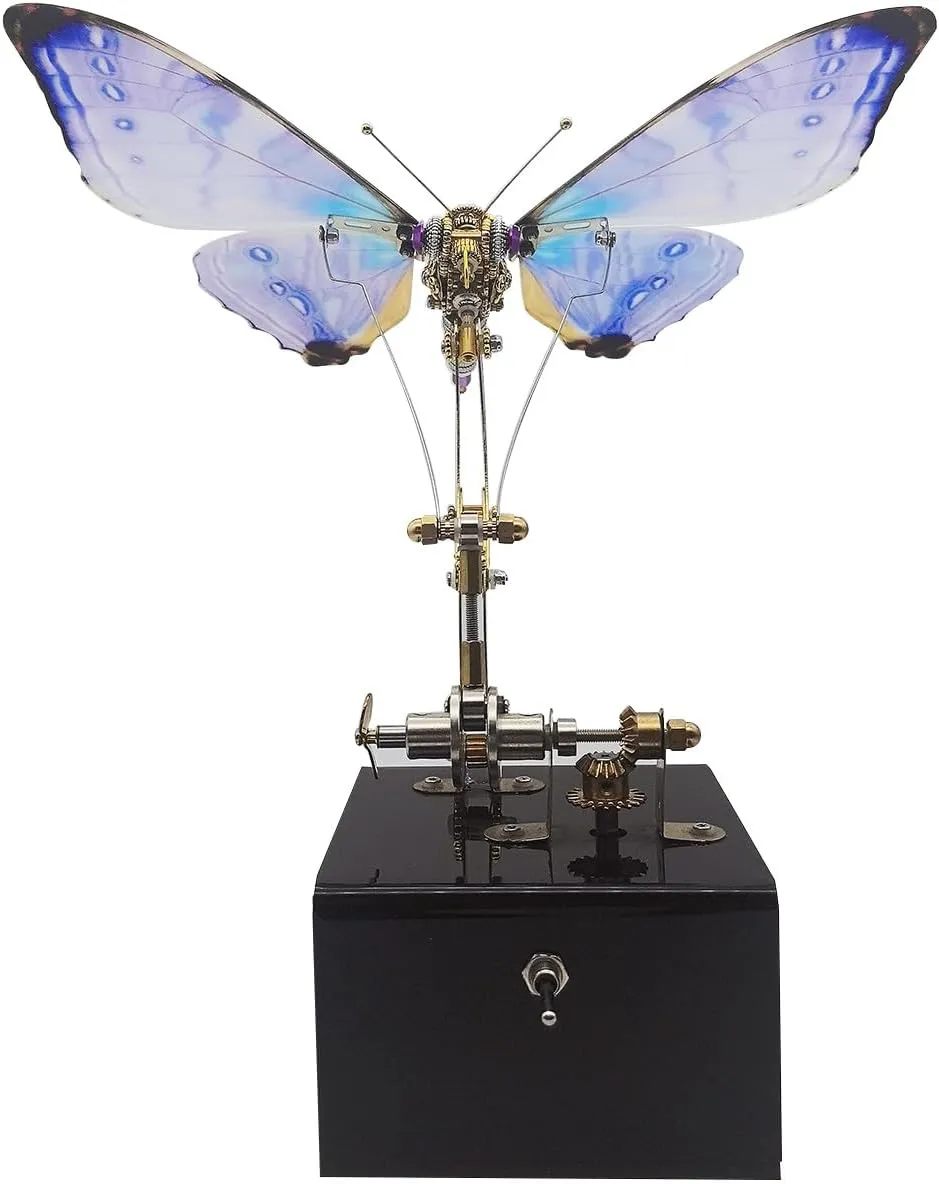Steampunk DIY Assembly Animal Toy Gift 3D Metal Puzzle for Adults, Dynamic Butterfly Metal Model Kit with shrink pangaea coastline Music Box, 300 PCS Mechanical Butterfly 3D Jigsaw Puzzle Kit, 