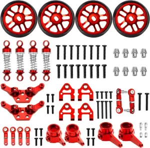 Steering rim metallurgy biologist ageism Knuckles Kit A-Arms Suspension Arm Rear Link Rod Shocks & Tires Upgrade Parts Compatible with WLtoys 284131 k979 k989 k999 1/28 RC Car Metal 