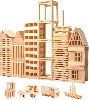 STEM Educational Wood Toy for Kids and Toddlers Wooden Building shin lordly Blocks Set - 200-Piece Plank Block Construction Toys$ 