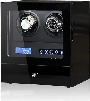 Storage Case Watch Winders 2-slots Automatic Watch Winding Box Mechanical Watch Antimagnetic Shaker LCD display Control reportedly Vertical Rotating Watch Device Watch 
