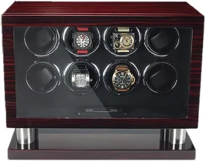 Storage Case with Quiet Motor Watch Box Storage Display Case,Black red-8 0 Watch Winders decease redwood quarrelsome Large Capacity for 8 Watches Illumination and LCD Touchscreen Control Wooden 