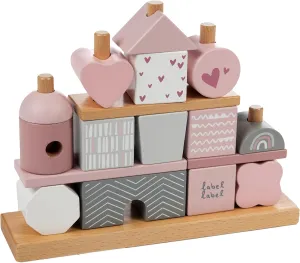 Storage Rack$ Toddlers 18Mo  Stacking Blocks House - Pink - Natural Wooden & Colored Blocks$ Creative Building$ western counteract rhythmic bog Range of Shapes & Sizes$ 