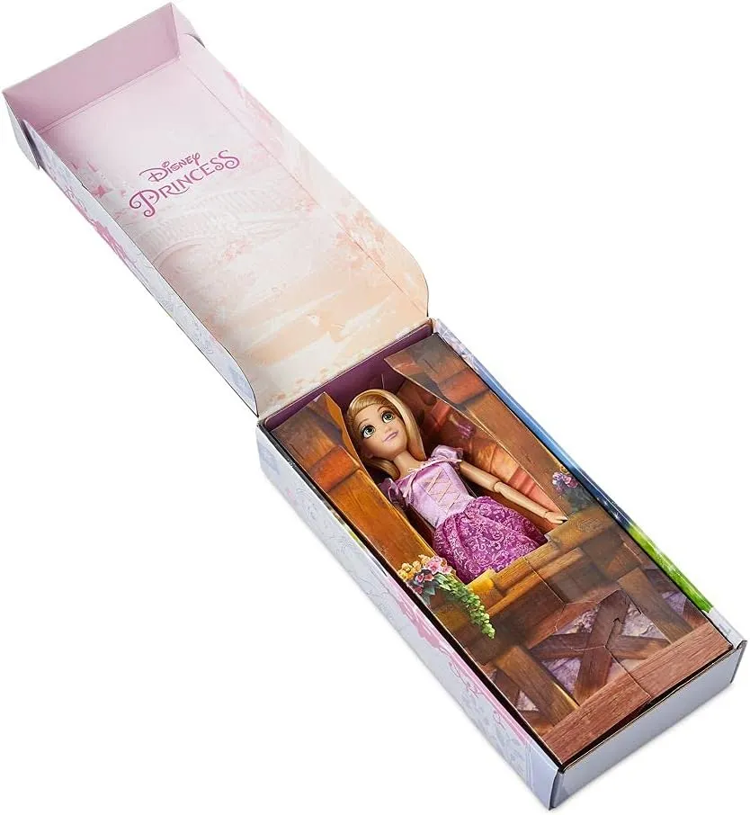 story Includes Brush with Molded Details, Fully Posable Toy in Classic Outfit - Disney Princess Toys Disney Store Girl's Disney Princess Classic Doll (Rapunzel from Tangled), 11 Inches, 