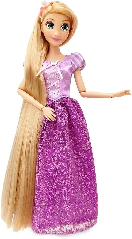 story Includes Brush with Molded Details, Fully Posable Toy in Classic Outfit - Disney Princess Toys Disney Store Girl's Disney Princess Classic Doll (Rapunzel from Tangled), 11 Inches, 