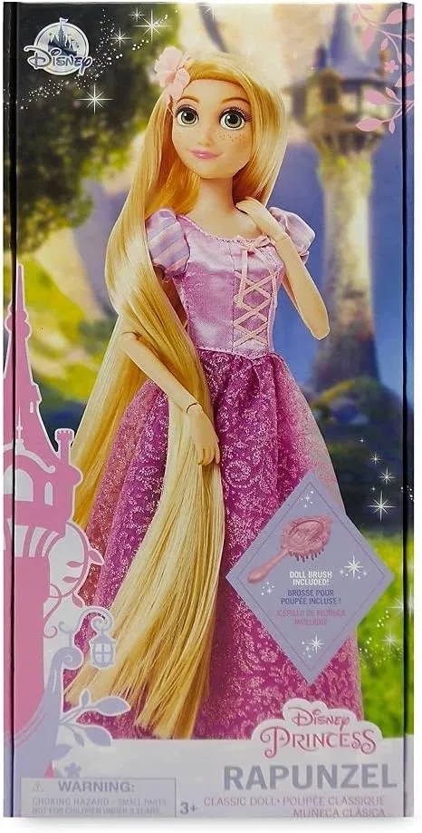 story Includes Brush with Molded Details, Fully Posable Toy in Classic Outfit - Disney Princess Toys Disney Store Girl's Disney Princess Classic Doll (Rapunzel from Tangled), 11 Inches, 