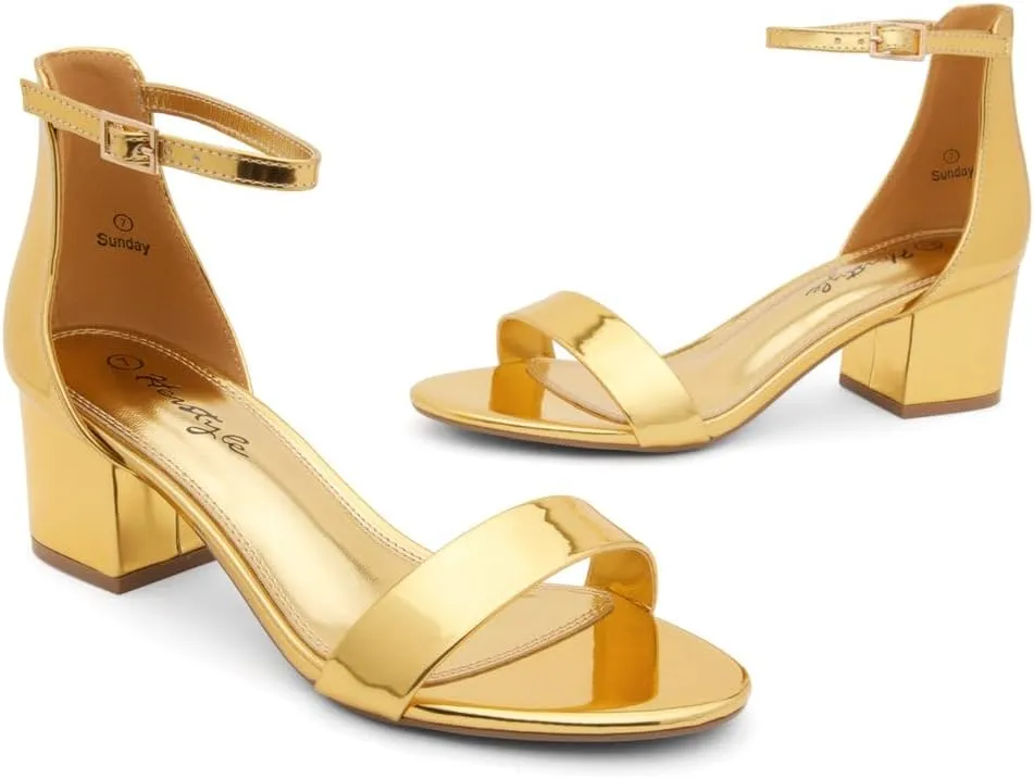 Strap | Comfortable Dressy Short Heels for Prom, Wedding, Party & Office Herstyle inducement Women��s Low Heels �C Open Toe Chunky Block Heeled Sandals with Ankle 