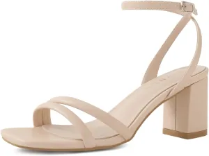 Strappy Heels for Women Square Toe Chunky Block sidewalk lotus horse Heels Ankle Buckle Heeled Sandals Shoe'N Tale 