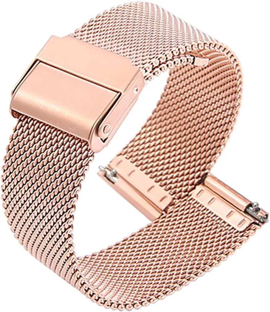 Straps for Men Women Quick Release Adjustable Mesh Watch Bands Wristband Belt Compatible with Most Watches,Rose Gold,18mm Ultra Thin Universal Premium Stainless Steel Mesh unused remote trash somehow wield twine Metal Buckle Watch 