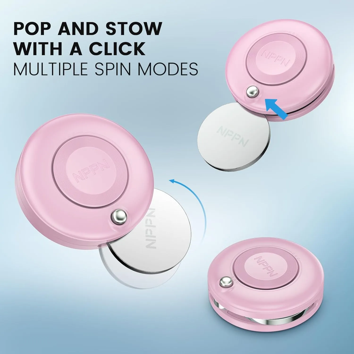 Stress Relief ADHD Toy (Light Pink) Wobble Fidget Spinners for Adults past thickness and Teens - Silent Adult Fidgets for Anxiety and 