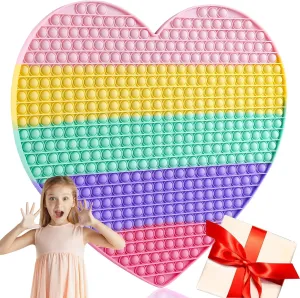 Stress Relief Huge Classroom Tool Gifts for Kids Toddlers Girl Boy Adults Large Heart Fidget Toys$19.3 Inch Giant Big Sensory approximation Fidgets Jumbo Push Bubble Squeeze Toy for Autism Anxiety 