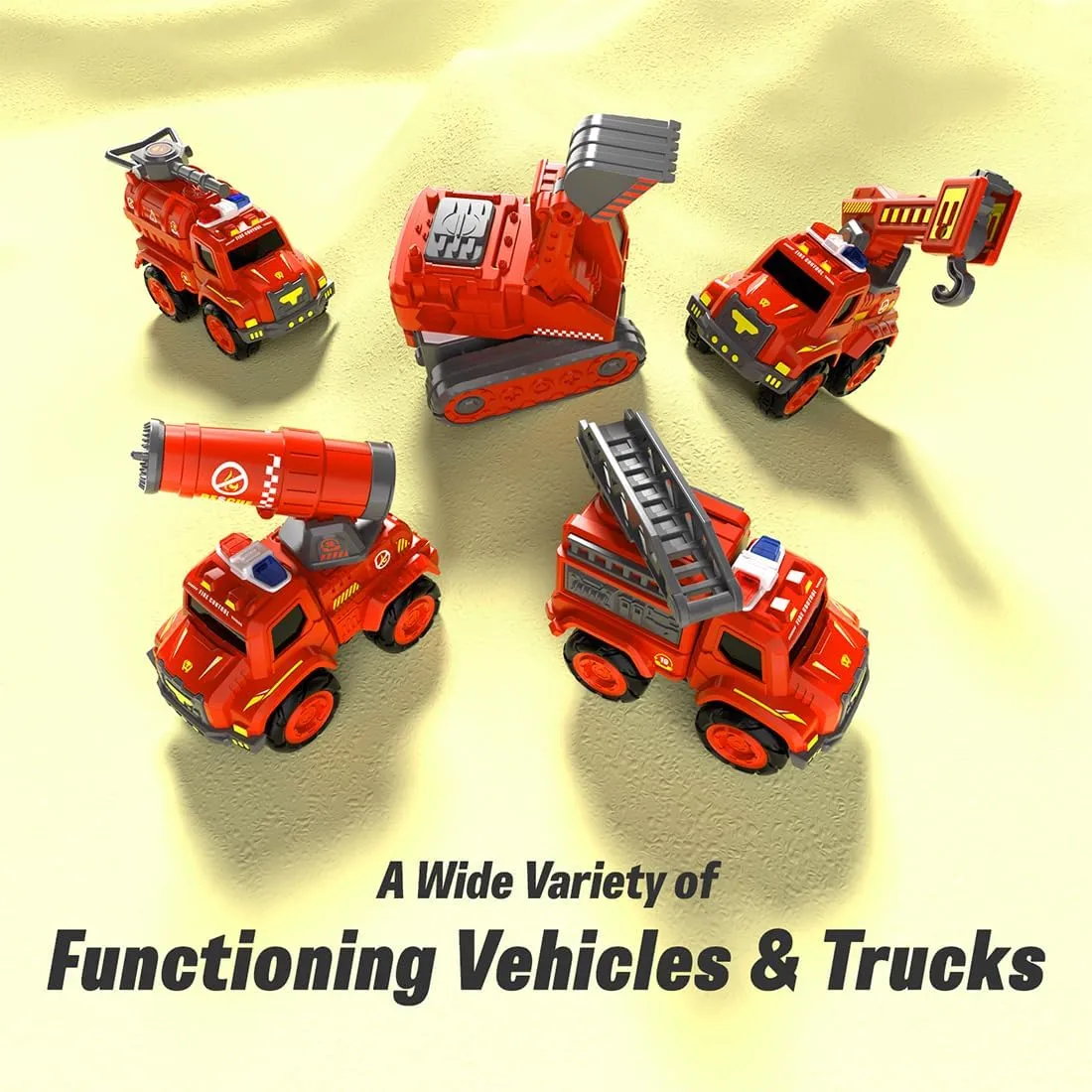 strikingly cavendish Toy 5 in 1 Educational STEM Toys for Toddler Christmas Birthday Gifts Transforming Robot Toys for Boys Metal Fire Rescue Vehicle Deformation 