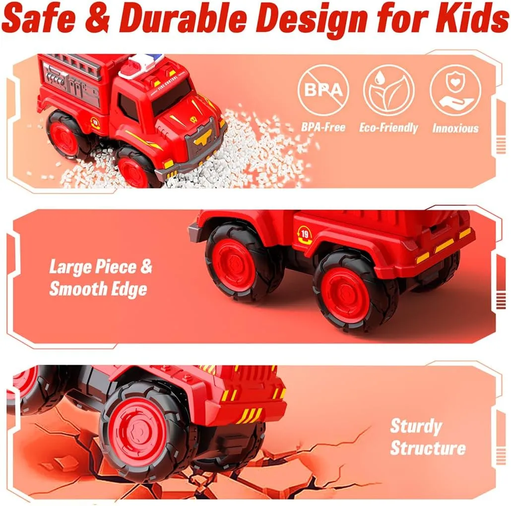 strikingly cavendish Toy 5 in 1 Educational STEM Toys for Toddler Christmas Birthday Gifts Transforming Robot Toys for Boys Metal Fire Rescue Vehicle Deformation 