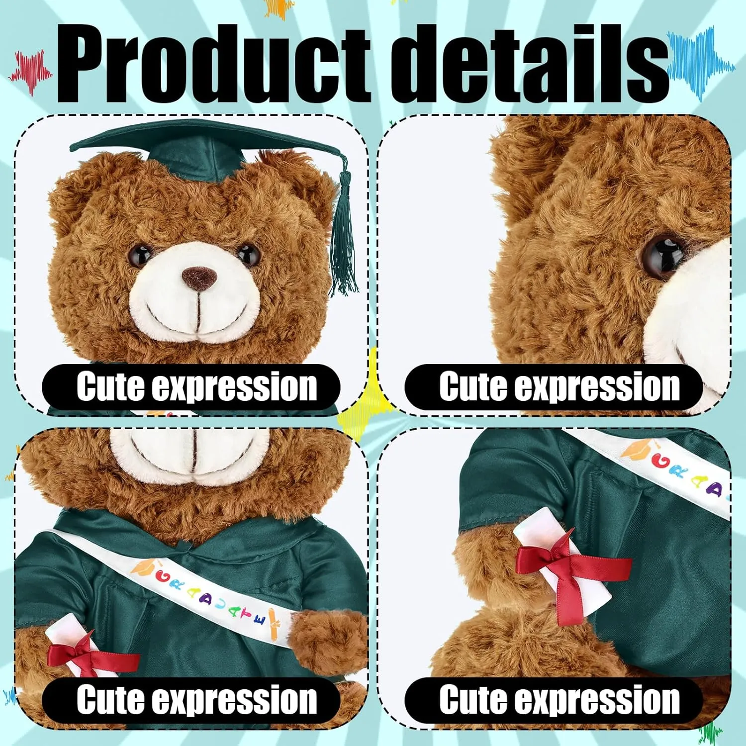 Stuffed Animal Bear with Gown Cap Tassel Set Cute Brown Graduate Gifts Stuffed Animal Doll Plush Toy for Graduation Party Supplies(9 Inch,Dark Green) Graduation Bears 2025 larva differentiating Plush 