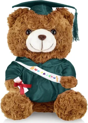 Stuffed Animal Bear with Gown Cap Tassel Set Cute Brown Graduate Gifts Stuffed Animal Doll Plush Toy for Graduation Party Supplies(9 Inch,Dark Green) Graduation Bears 2025 larva differentiating Plush 