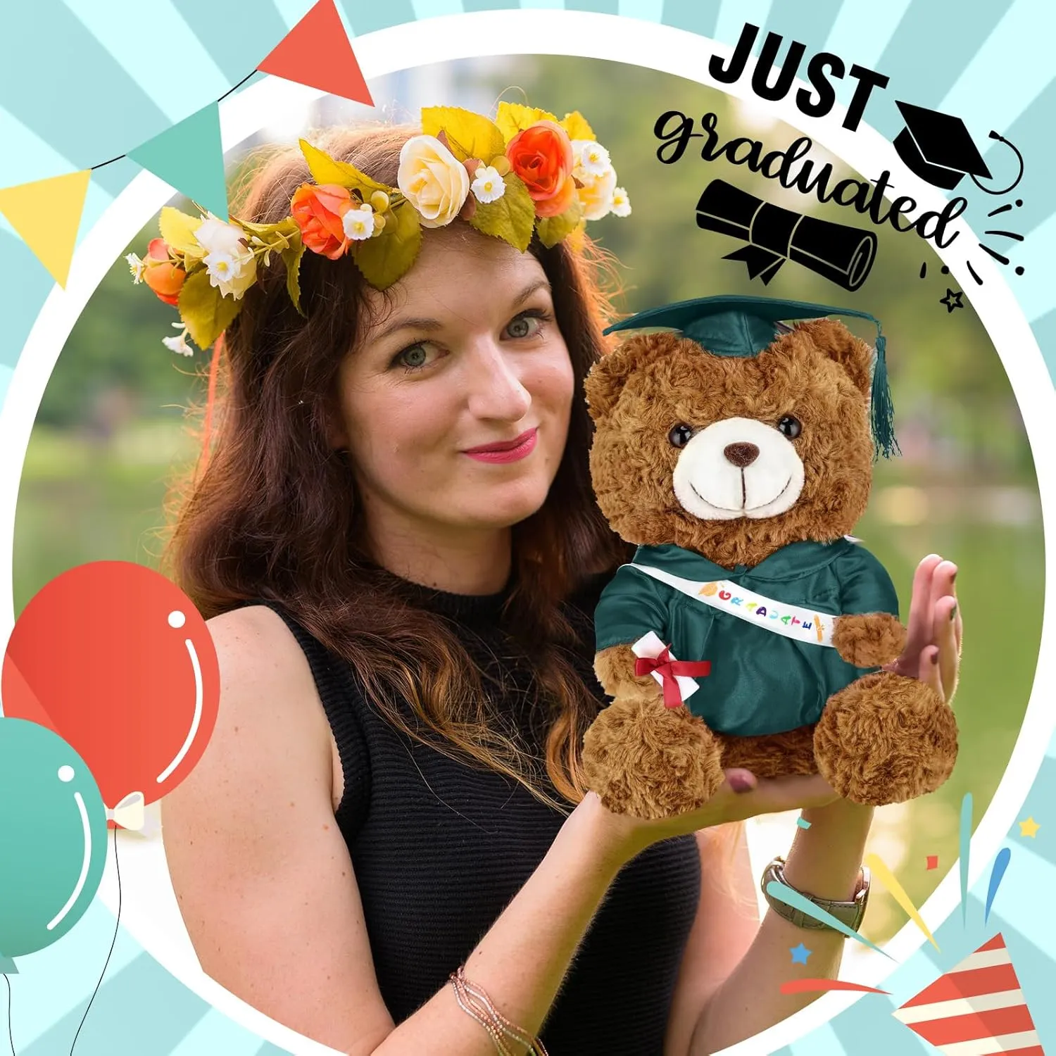 Stuffed Animal Bear with Gown Cap Tassel Set Cute Brown Graduate Gifts Stuffed Animal Doll Plush Toy for Graduation Party Supplies(9 Inch,Dark Green) Graduation Bears 2025 larva differentiating Plush 