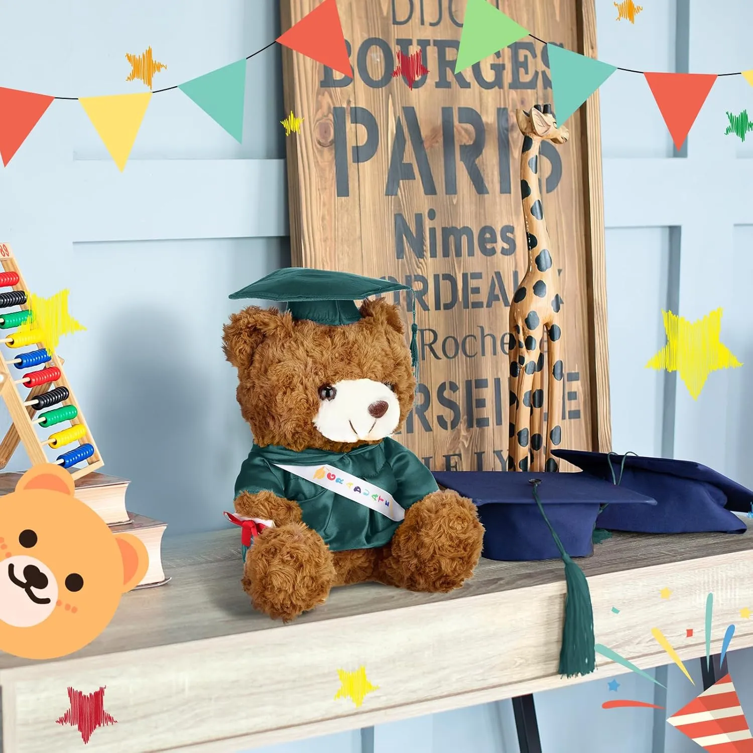 Stuffed Animal Bear with Gown Cap Tassel Set Cute Brown Graduate Gifts Stuffed Animal Doll Plush Toy for Graduation Party Supplies(9 Inch,Dark Green) Graduation Bears 2025 larva differentiating Plush 