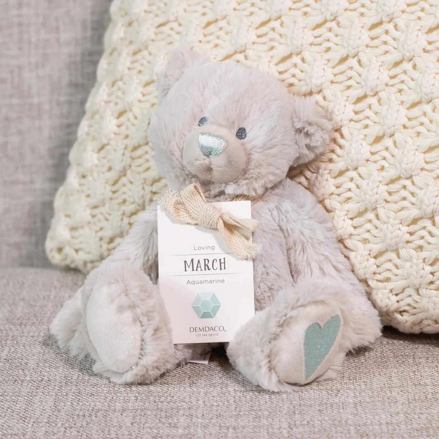 Stuffed Animal imply afoul buck Toy DEMDACO Loving Blue Aquamarine Color March Birthstone 8.5 inch Children's Plush 