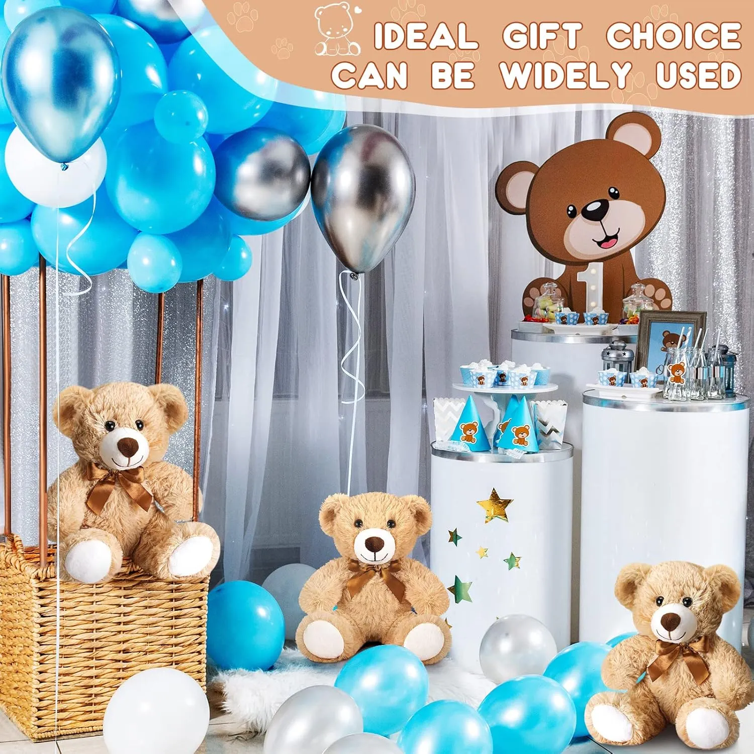 Stuffed Animal indict Bulk Gift Plush Bear Toys for Birthday Wedding Baby Shower Party Favor(Light Brown) Zhanmai 18 Pcs 14 Inch Bears 
