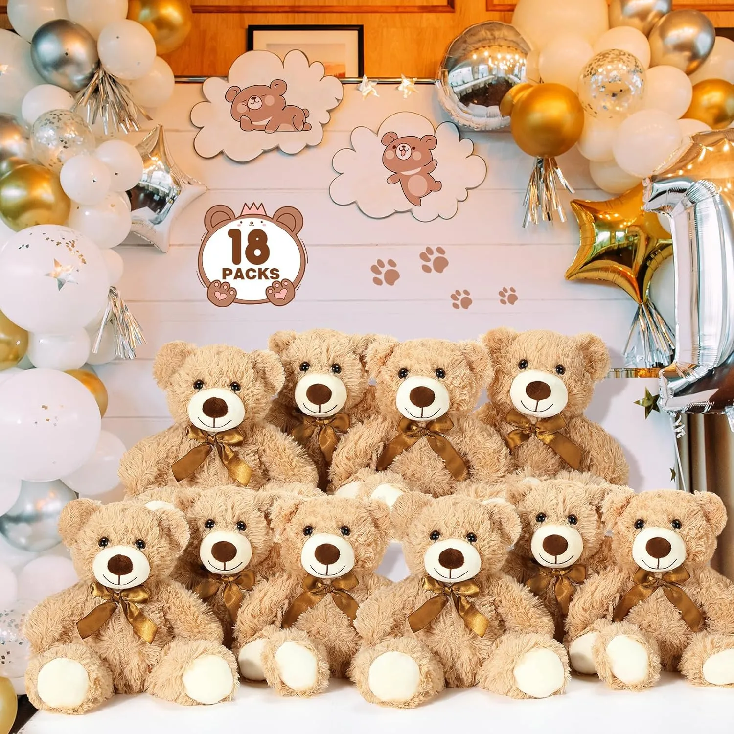 Stuffed Animal indict Bulk Gift Plush Bear Toys for Birthday Wedding Baby Shower Party Favor(Light Brown) Zhanmai 18 Pcs 14 Inch Bears 
