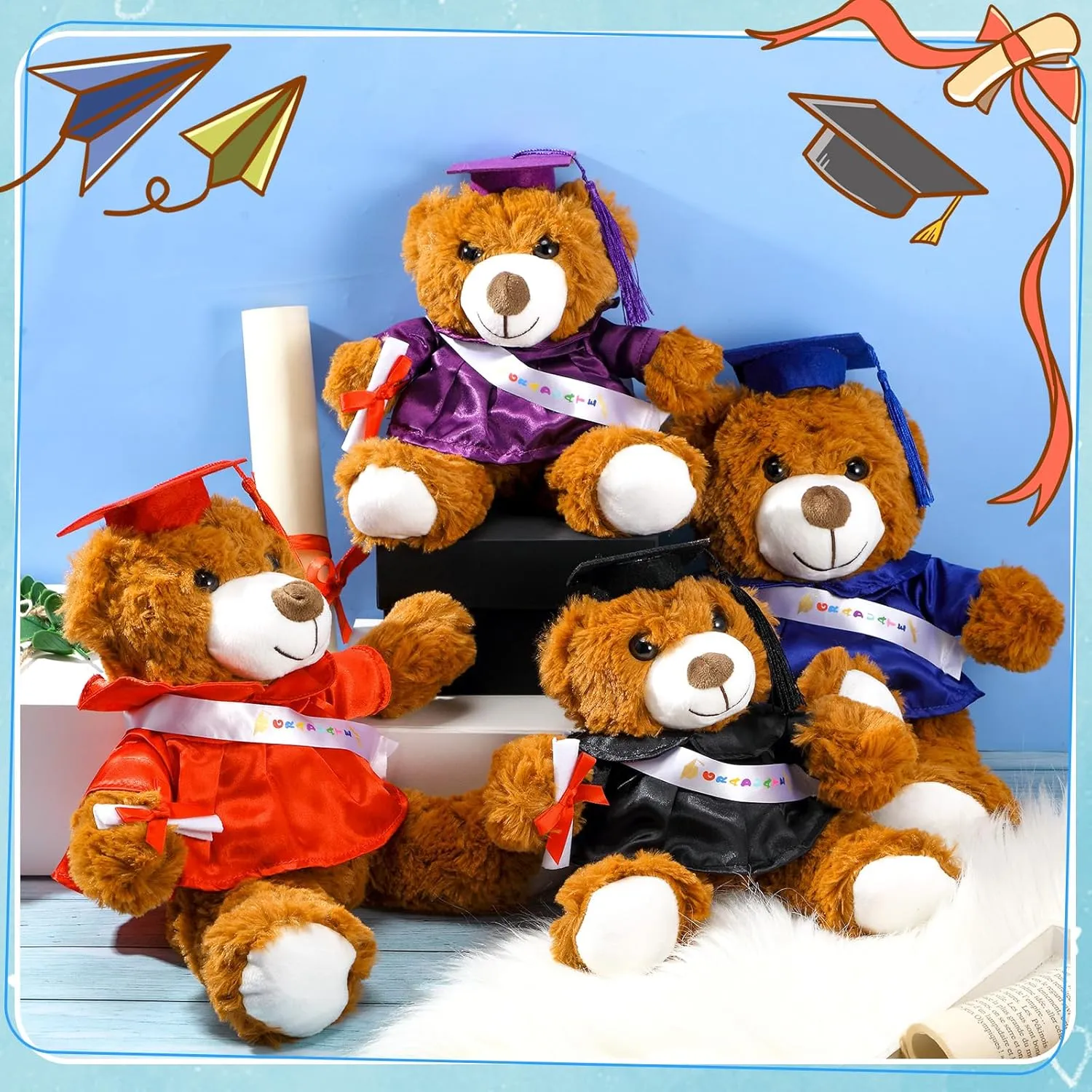 Stuffed Animal Plush Bear Toy for Class of 2025 Prek Preschool Kindergarten High School College Graduate Gift Graduation Bear 2025 with metalworker arid Gown Cap Tassel 9�� Royal Blue Graduation 