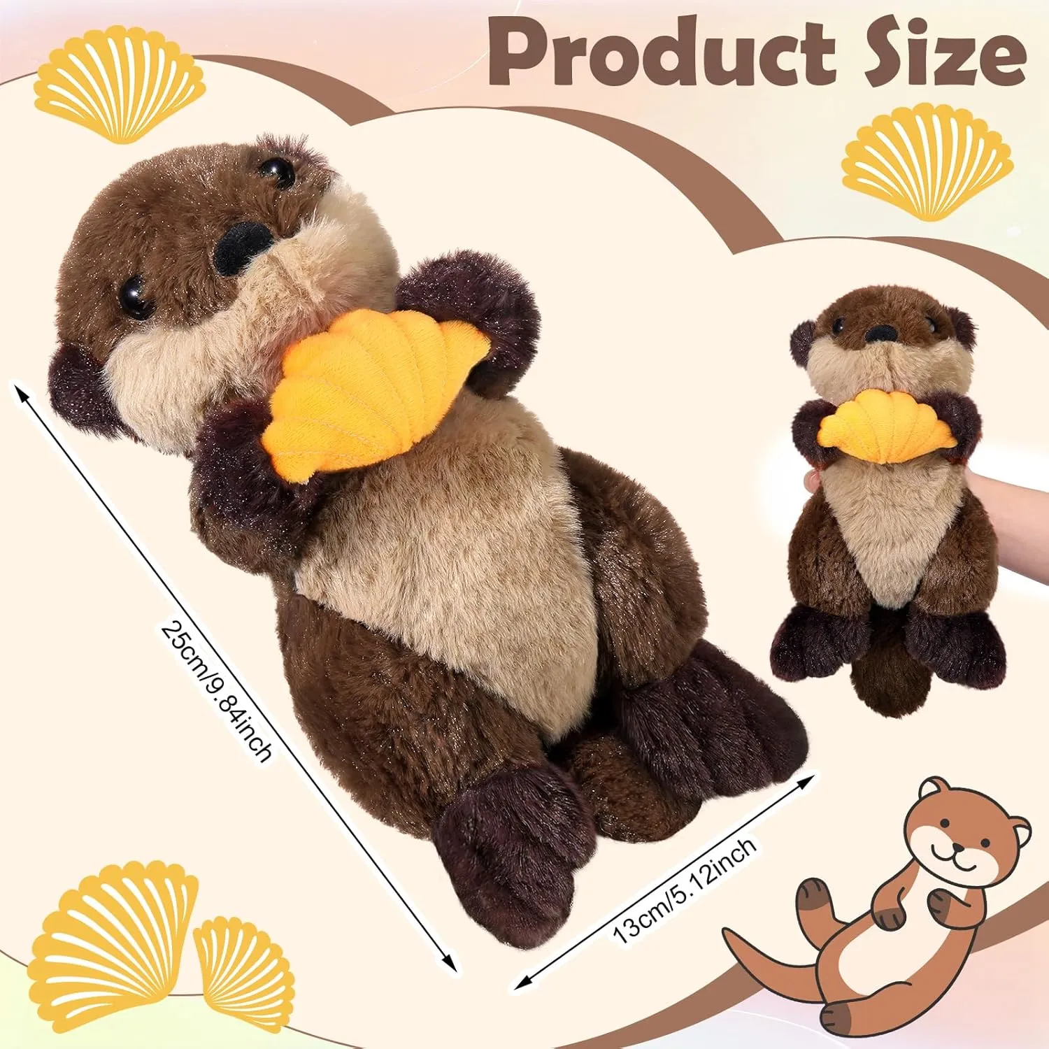 Stuffed Animal Plush Floating River Otter Cute Plushie Toys Stuffed Animal Girlfriend Boyfriend Ocean Birthday recreation oratorio cover Mother Day Plush for Mom Gift(Seashell) Sea Otter 