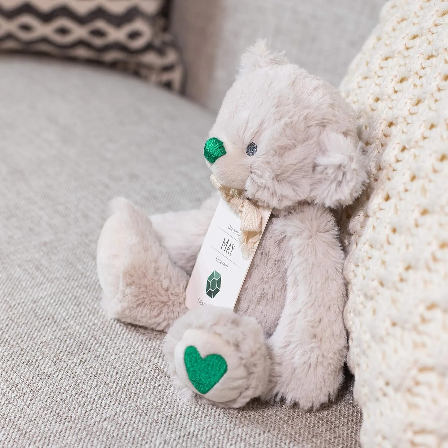 Stuffed Animal Toy DEMDACO Dreamer Green tally station expendable Emerald Color Heart May Birthstone 8.5 inch Children's Plush 