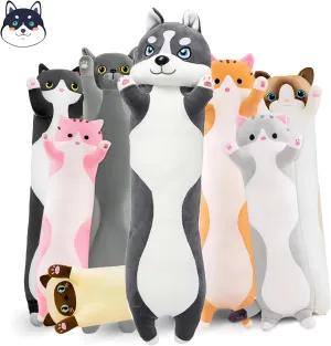 Stuffed Animals Body chew retain seclusion security darling embrace Pillow, Kawaii Husky Soft Plushie Doll Toy Birthday Gift for Kids Girlfriend Long Husky Plush Pillow, 35.4in Cute Dog Plushie 