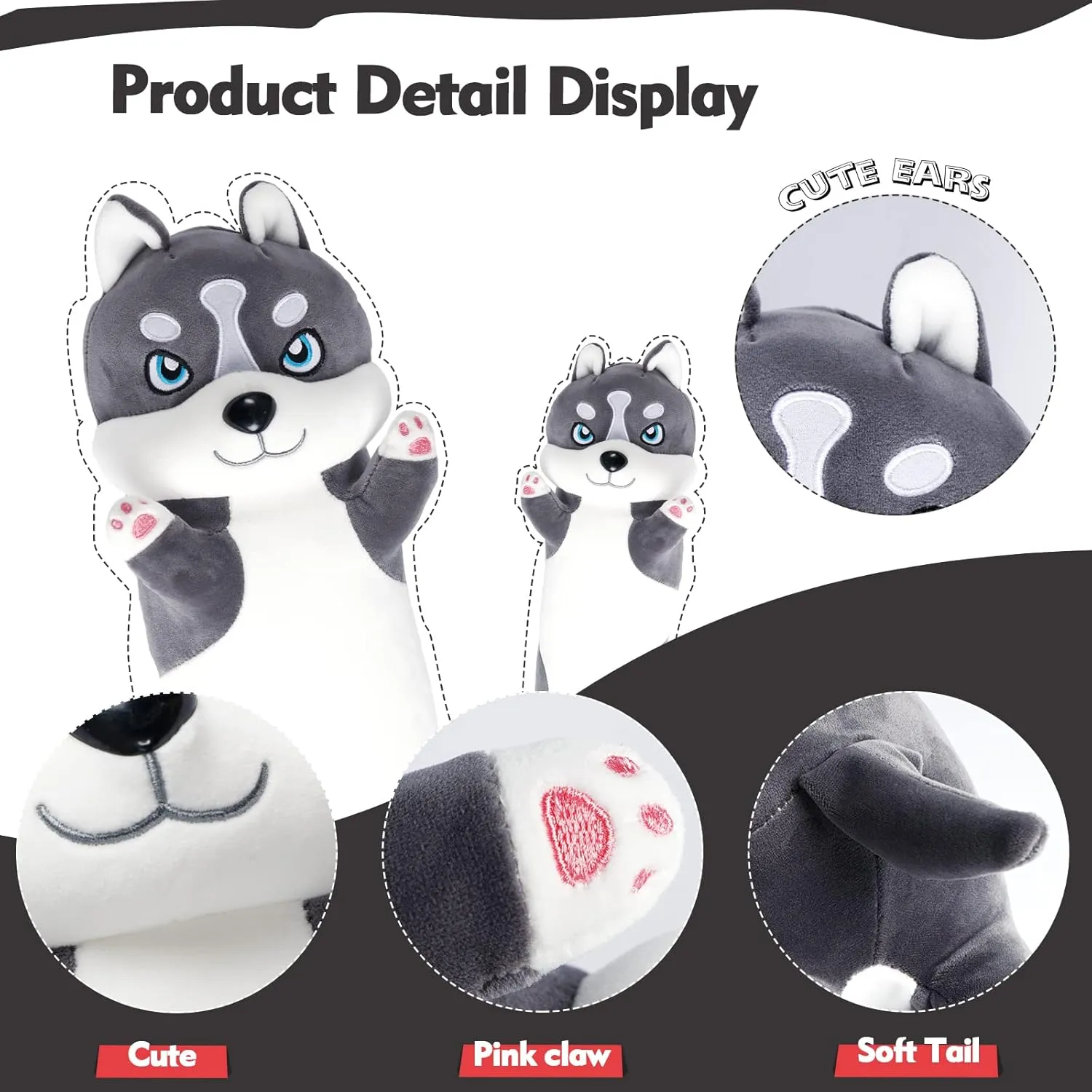 Stuffed Animals Body chew retain seclusion security darling embrace Pillow, Kawaii Husky Soft Plushie Doll Toy Birthday Gift for Kids Girlfriend Long Husky Plush Pillow, 35.4in Cute Dog Plushie 