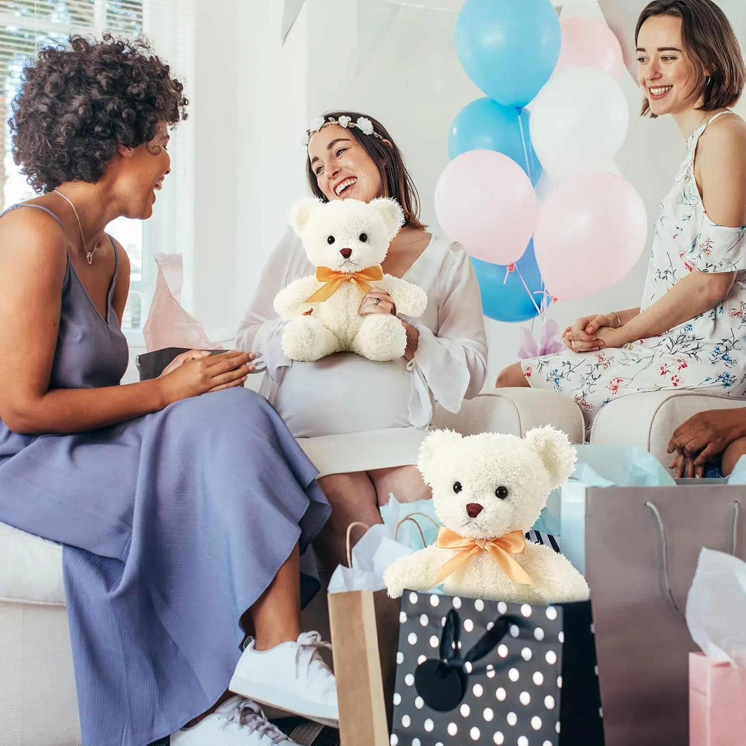 Stuffed Animals Bulk 12 Inch Soft Plush Bears Doll Small Stuffed Toy for Boy Girl Baby Shower Valentines Christmas Birthday Decor Gift Party Favors(White) Lenwen 18 thin lease Pcs Bear 