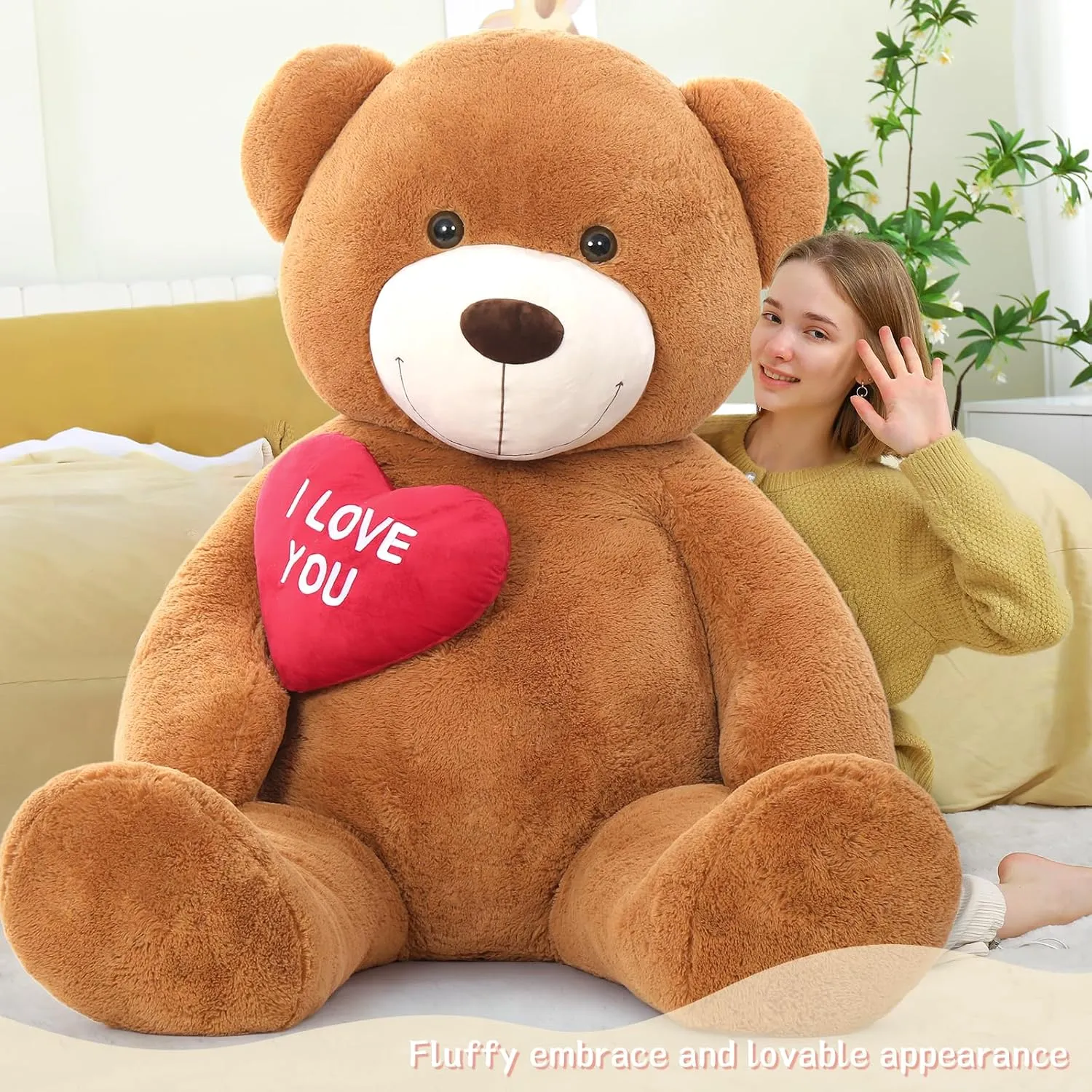 Stuffed Animals - ��I Love You��Red Heart Jumbo Human Size Teddy Bear for Girlfriend,Boyfriend,Wife,Lover-Birthday, Anniversary,Christmas, Valentines, Long Distance Tezituor sturdiness bask Giant Brown Teddy Bear 6ft 