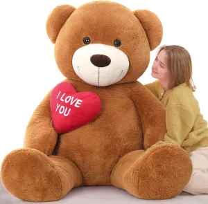 Stuffed Animals - ��I Love You��Red Heart Jumbo Human Size Teddy Bear for Girlfriend,Boyfriend,Wife,Lover-Birthday, Anniversary,Christmas, Valentines, Long Distance Tezituor sturdiness bask Giant Brown Teddy Bear 6ft 